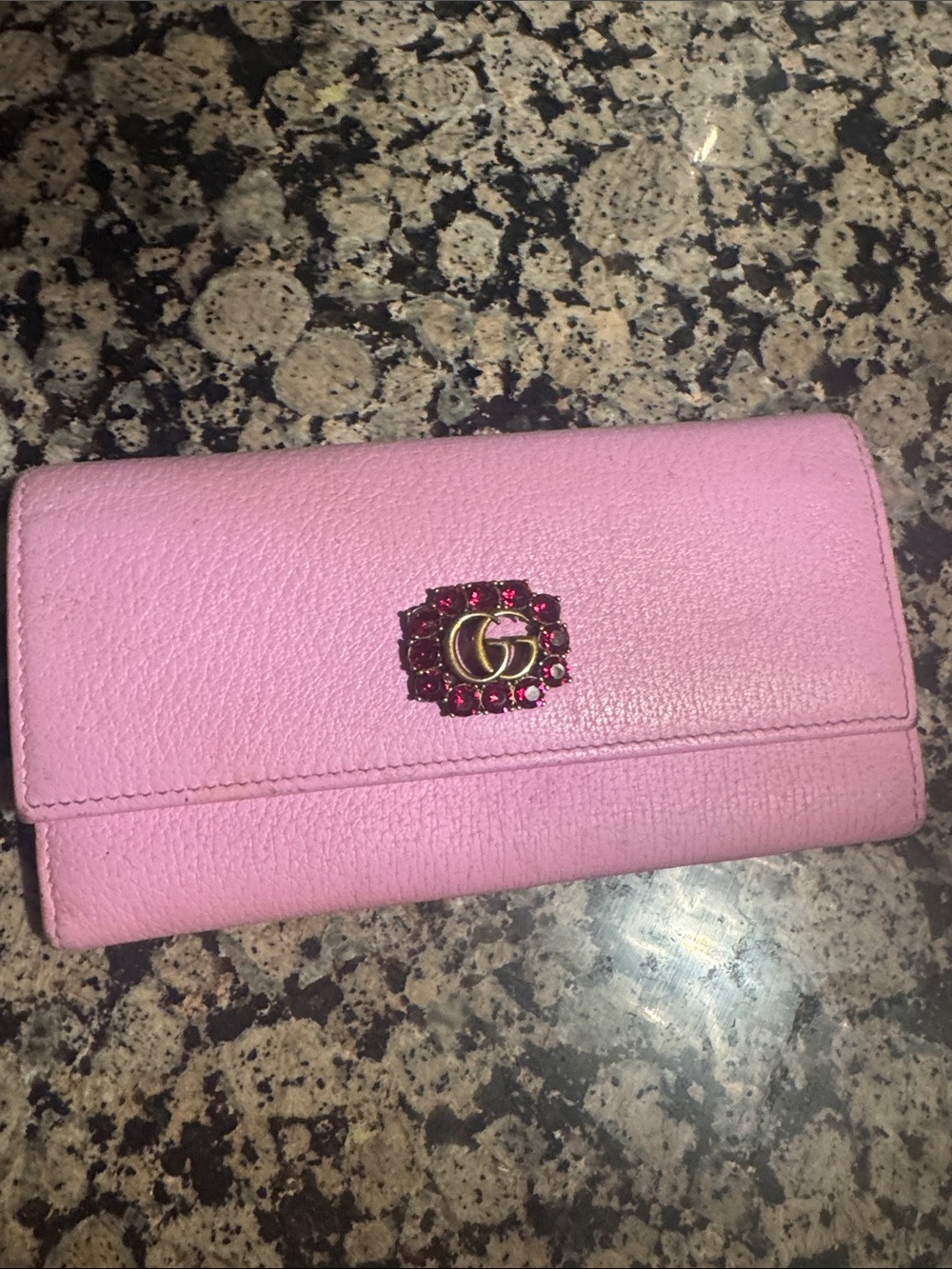 Pink Gucci Leather Wallet with Jeweled Double-G Accent - Picture 6 of 8